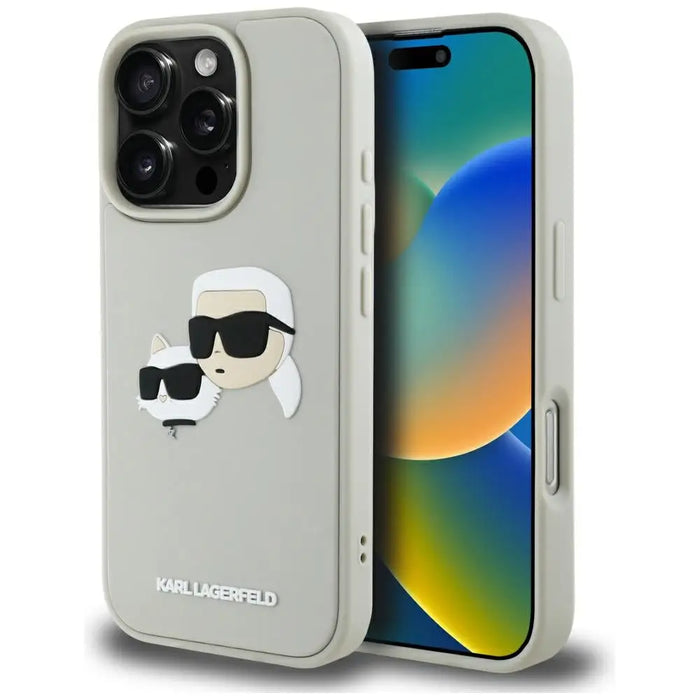 Karl Lagerfeld HC 3D Rubber Double Heads iPhone 16 Pro Case - Beige - Cell phone cases and covers<<<HurtelXML