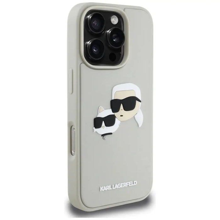 Karl Lagerfeld HC 3D Rubber Double Heads iPhone 16 Pro Case - Beige - Cell phone cases and covers<<<HurtelXML
