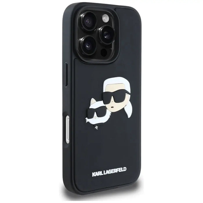 Karl Lagerfeld HC 3D Rubber Double Heads iPhone 16 Pro Case - Black - Cell phone cases and covers<<<HurtelXML