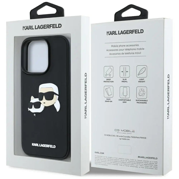 Karl Lagerfeld HC 3D Rubber Double Heads iPhone 16 Pro Max Case - Black - Cell phone cases and covers<<<HurtelXML