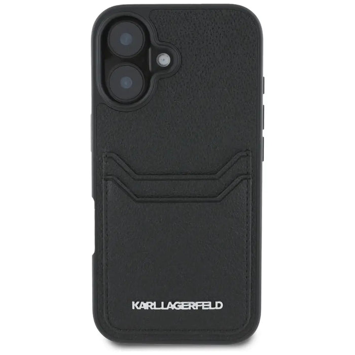 Karl Lagerfeld HC Grained PU Cardslot Metal Elong iPhone 16 Case - Black - Cell phone cases and covers<<<HurtelXML