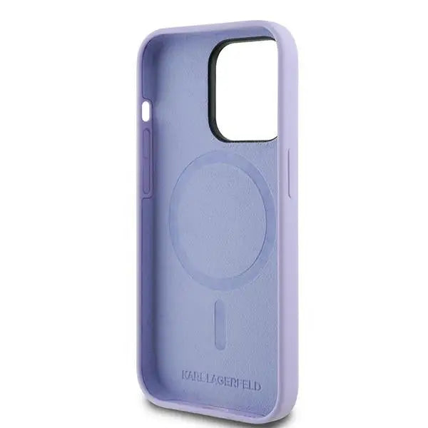 Karl Lagerfeld HC MagSafe Silicone Karl&Choupette Heads Ring Case for iPhone 14 Pro - Purple - Cell phone cases