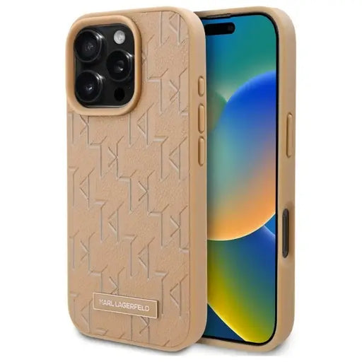 Karl Lagerfeld Hot Stamp Magsafe iPhone 16 Pro Max Case - Beige - Cell phone cases and covers<<<HurtelXML