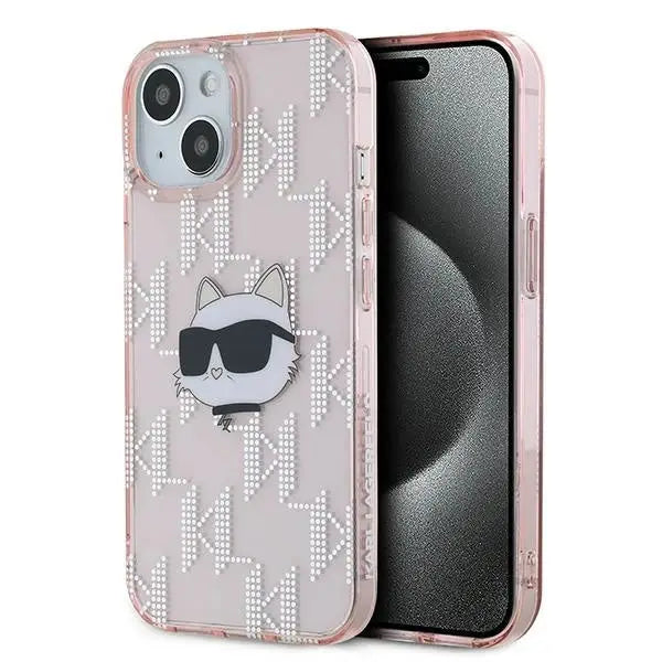Karl Lagerfeld IML Choupette Head & Monogram case for iPhone 15 / 14 / 13 - pink - Cell phone cases