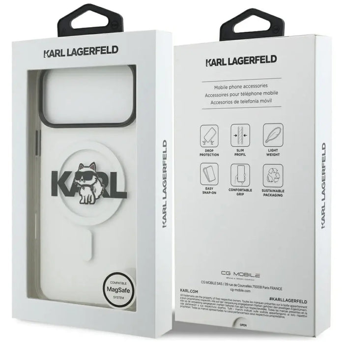 Karl Lagerfeld IML Choupette Sketch Logo MagSafe Case for iPhone 17 Pro - Clear - Cell phone cases