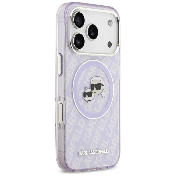 Karl Lagerfeld IML Glitter Karl & Choupette Heads Logo MagSafe Case for iPhone 17 Pro Max - Purple - Cell phone cases