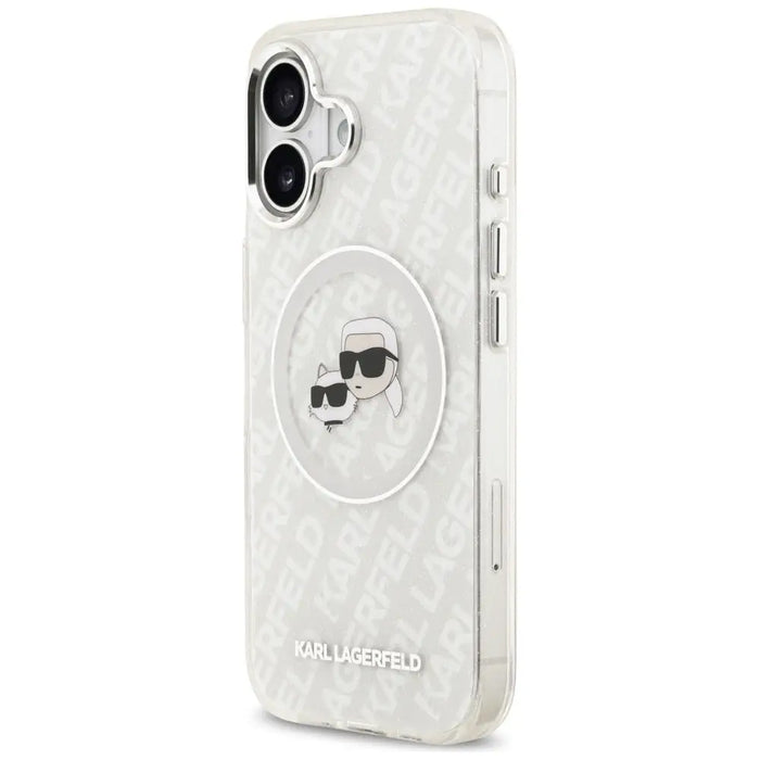 Karl Lagerfeld IML Glitter Karl & Choupette Heads Logo MagSafe iPhone 17 Case - Gray - Cell phone cases