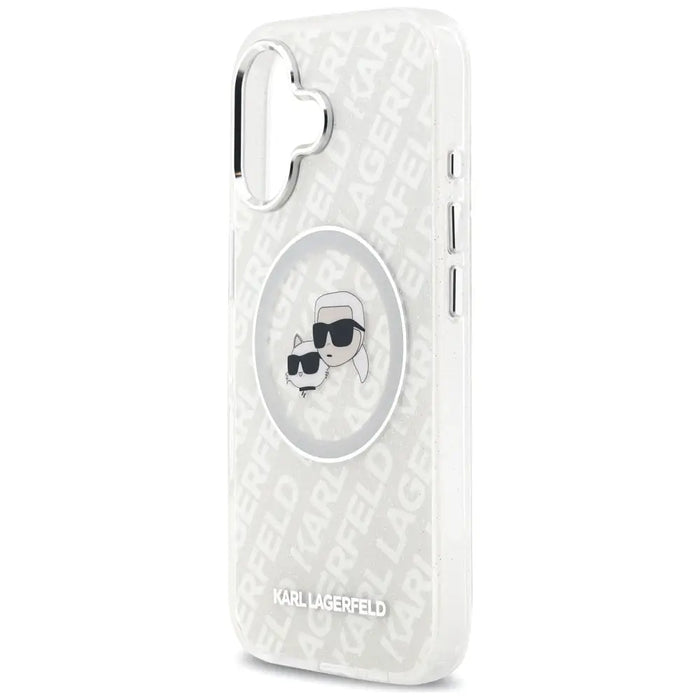 Karl Lagerfeld IML Glitter Karl & Choupette Heads Logo MagSafe iPhone 17 Case - Gray - Cell phone cases