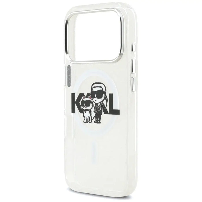 Karl Lagerfeld IML Glitter Karl & Choupette Sketch Logo MagSafe Case for iPhone 17 Pro - Clear - Cell phone cases