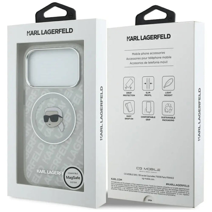 Karl Lagerfeld IML Karl Head Logo MagSafe Case for iPhone 17 Pro Max - Gray - Cell phone cases and covers<<<HurtelXML