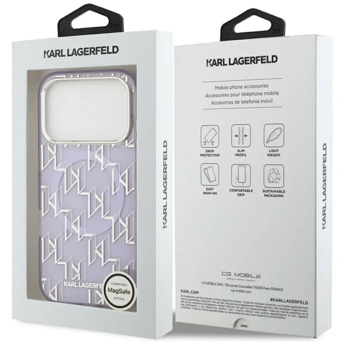 Karl Lagerfeld IML KL Monogram MagSafe Case for iPhone 17 Pro - Purple - Cell phone cases and covers<<<HurtelXML