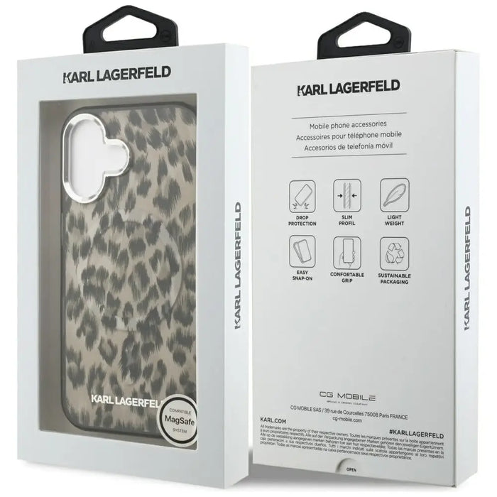 Karl Lagerfeld IML Leopard Pattern MagSafe Case for iPhone 16 - Brown - Cell phone cases and covers<<<HurtelXML