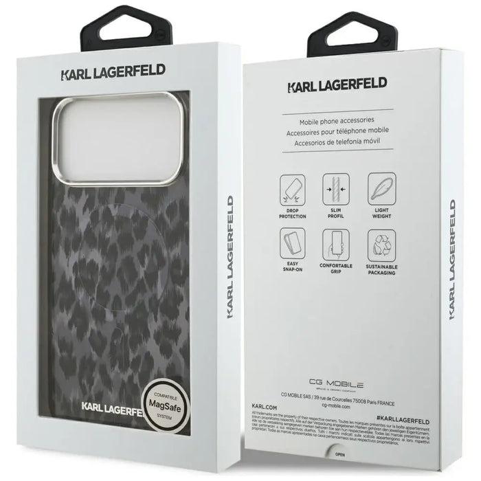 Karl Lagerfeld IML Leopard Pattern MagSafe Case for iPhone 17 Pro Max - Black - Cell phone cases and covers<<<HurtelXML