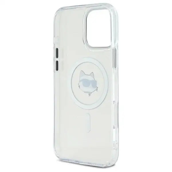 Karl Lagerfeld IML Metal Choupette Head MagSafe Case for iPhone 16 Pro Max - White - Cell phone cases