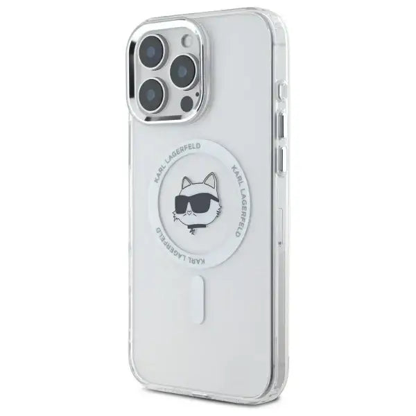 Karl Lagerfeld IML Metal Choupette Head MagSafe iPhone 16 Pro Case - White - Cell phone cases and covers<<<HurtelXML