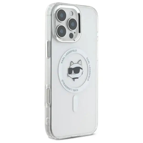 Karl Lagerfeld IML Metal Choupette Head MagSafe iPhone 16 Pro Case - White - Cell phone cases and covers<<<HurtelXML