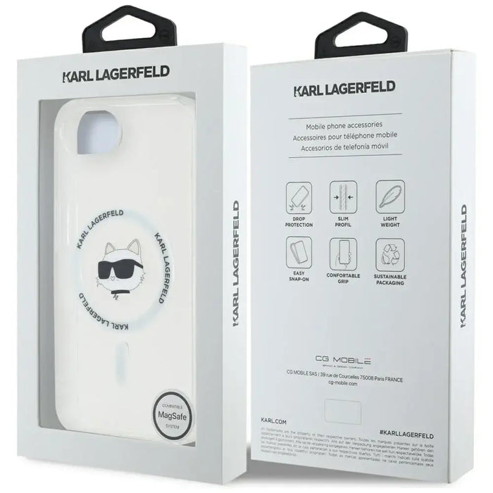 Karl Lagerfeld IML Metal Choupette Head MagSafe iPhone 16e Case - White - Cell phone cases and covers<<<HurtelXML