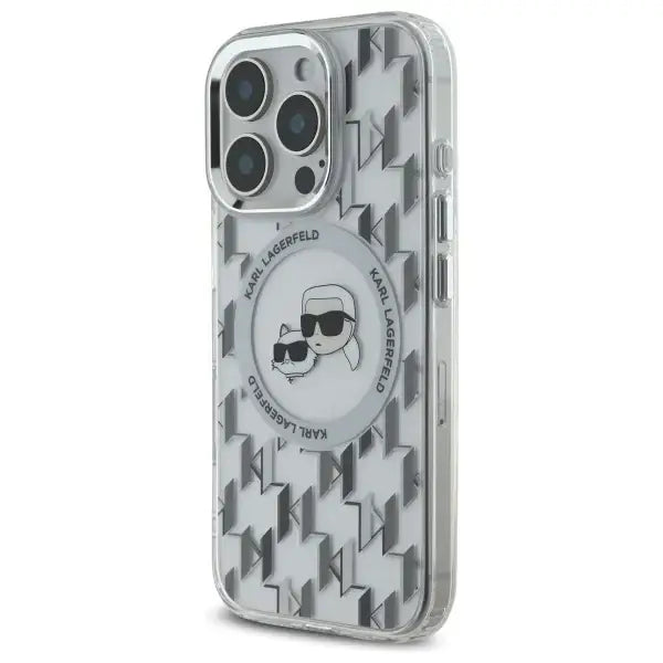 Karl Lagerfeld IML Monogram Karl & Choupette Head MagSafe Case for iPhone 16 Pro Max - Clear - Cell phone cases