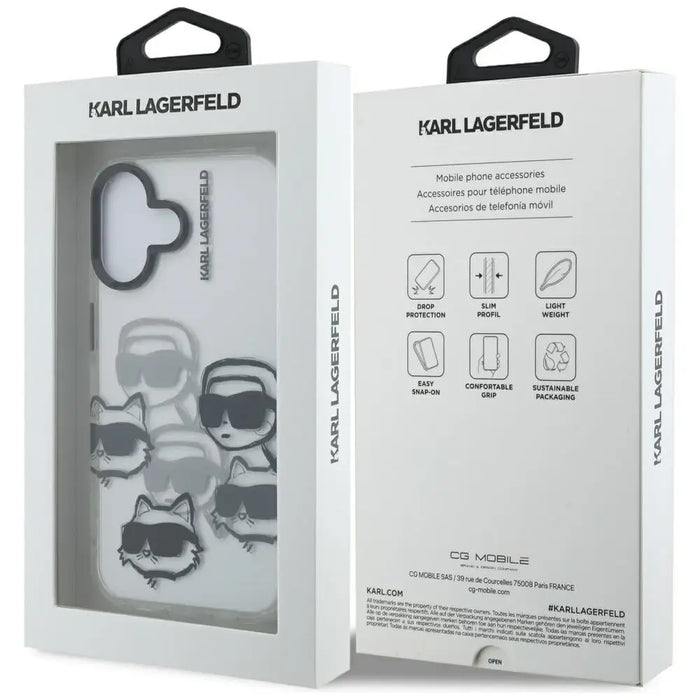 Karl Lagerfeld IML Multi K&C Head Pattern Case for iPhone 16 - Transparent - Cell phone cases and covers<<<HurtelXML