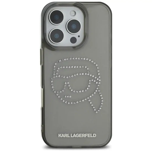 Karl Lagerfeld IML Rhinestones Karl Head Case for iPhone 16 Pro Black - Cell phone cases and covers<<<HurtelXML