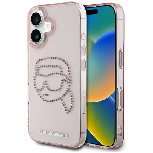 Karl Lagerfeld IML Rhinestones Karl Head iPhone 16 Case Pink - Cell phone cases and covers<<<HurtelXML
