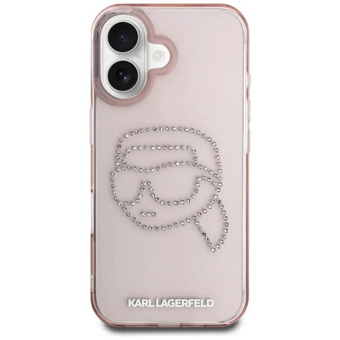 Karl Lagerfeld IML Rhinestones Karl Head iPhone 16 Case Pink - Cell phone cases and covers<<<HurtelXML