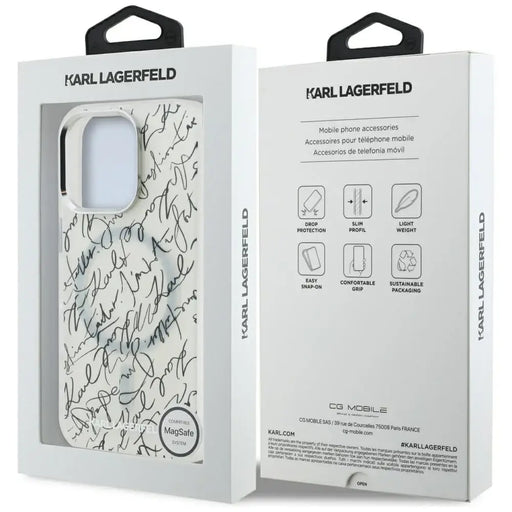 Karl Lagerfeld IML Karl Script Pattern MagSafe Case for iPhone 16 Pro - White - Cell phone cases and covers<<<HurtelXML