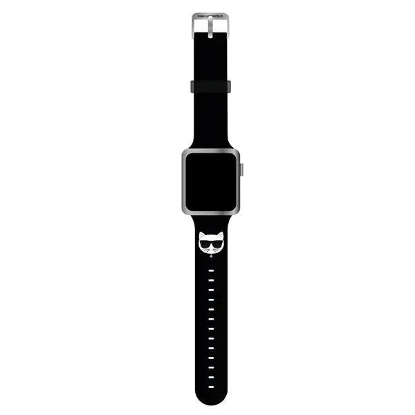 Karl Lagerfeld KLAWLSLCK Apple Watch Strap 42/44 / 45mm black / black strap Silicone Choupette Heads - Cell phone cases