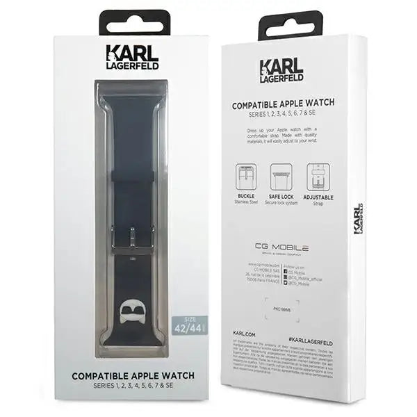 Karl Lagerfeld KLAWLSLCK Apple Watch Strap 42/44 / 45mm black / black strap Silicone Choupette Heads - Cell phone cases