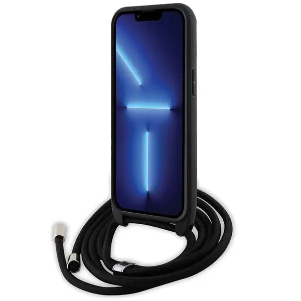 Karl Lagerfeld KLHCP13LSAKCPSK case for iPhone 13 Pro / 13 hardcase - black Crossbody Saffiano Metal Pin Karl&Choupette