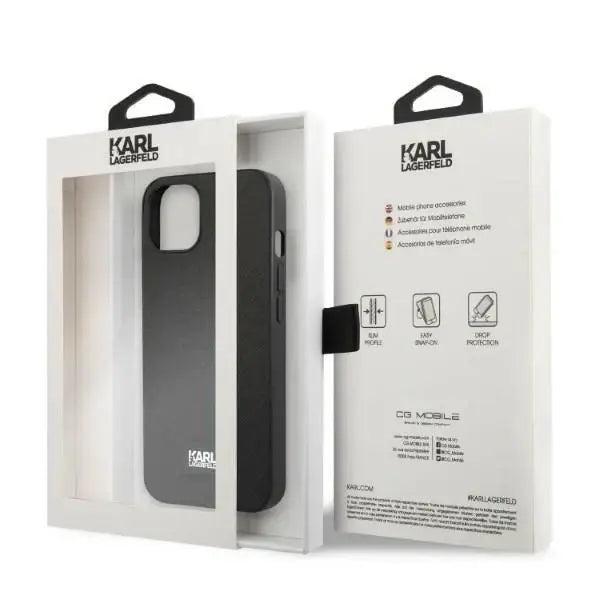 Karl Lagerfeld KLHCP13MSFMP2K iPhone 13 6.1’’ hardcase black/black Saffiano Plaque - Cell phone cases
