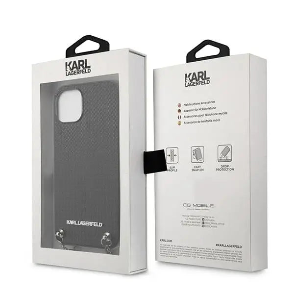 Karl Lagerfeld KLHCP13SPMK iPhone 13 mini 5,4 ’hardcase black / black Leather Textured and Chain - Cell phone cases