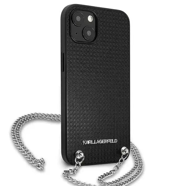 Karl Lagerfeld KLHCP13SPMK iPhone 13 mini 5,4 ’hardcase black / black Leather Textured and Chain - Cell phone cases