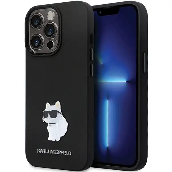 Karl Lagerfeld KLHCP13XSMHCNPK case for iPhone 13 Pro Max 6.7’’ - black Silicone C Metal Pin - Cell phone cases