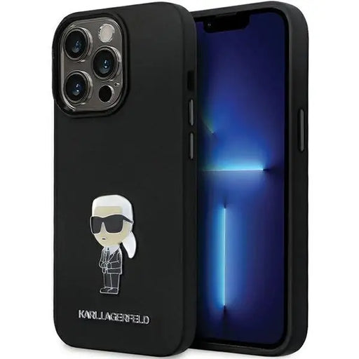 Karl Lagerfeld KLHCP13XSMHKNPK case for iPhone 13 Pro Max - black Silicone Ikonik Metal Pin - Cell phone cases