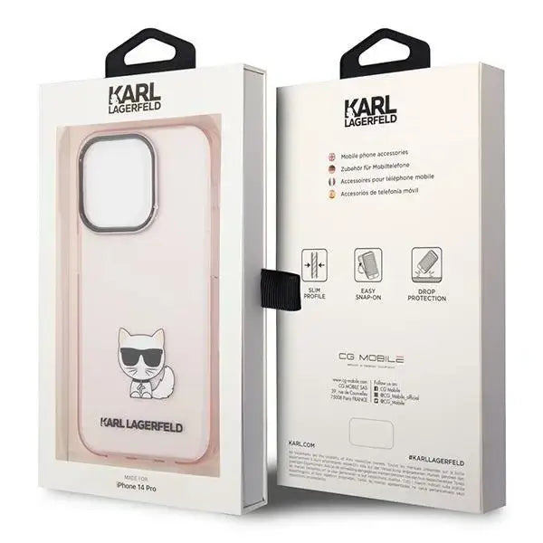 Karl Lagerfeld KLHCP14LCTTRI iPhone 14 Pro 6.1 ’hardcase pink / pink Transparent Choupette Body - Cell phone cases