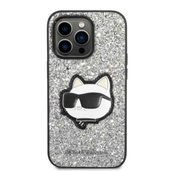 Karl Lagerfeld KLHCP14LG2CPS iPhone 14 Pro 6.1’’ silver/silver hardcase Glitter Choupette Patch - Cell phone cases