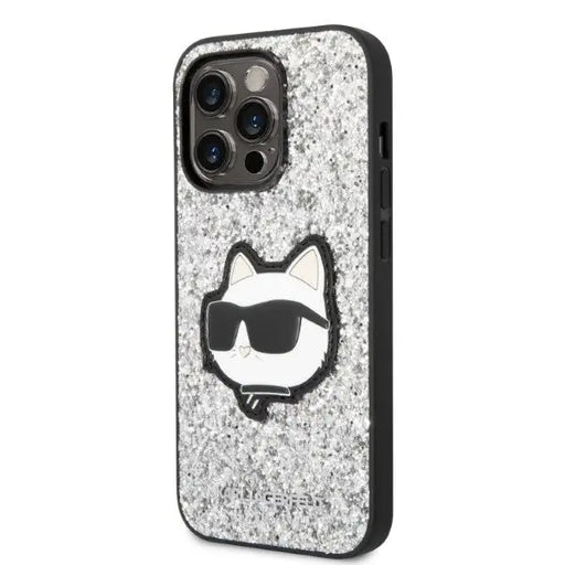 Karl Lagerfeld KLHCP14LG2CPS iPhone 14 Pro 6.1’’ silver/silver hardcase Glitter Choupette Patch - Cell phone cases