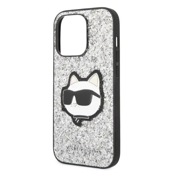 Karl Lagerfeld KLHCP14LG2CPS iPhone 14 Pro 6.1’’ silver/silver hardcase Glitter Choupette Patch - Cell phone cases