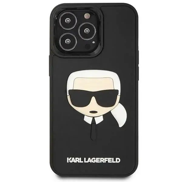 Karl Lagerfeld KLHCP14LKH3DBK iPhone 14 Pro 6.1 ’black / black hardcase 3D Rubber Karl`s Head - Cell phone cases