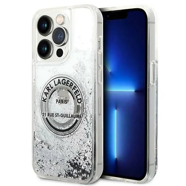 Karl Lagerfeld KLHCP14LLCRSGRS iPhone 14 Pro 6.1 ’silver / silver hardcase Liquid Glitter RSG - Cell phone cases