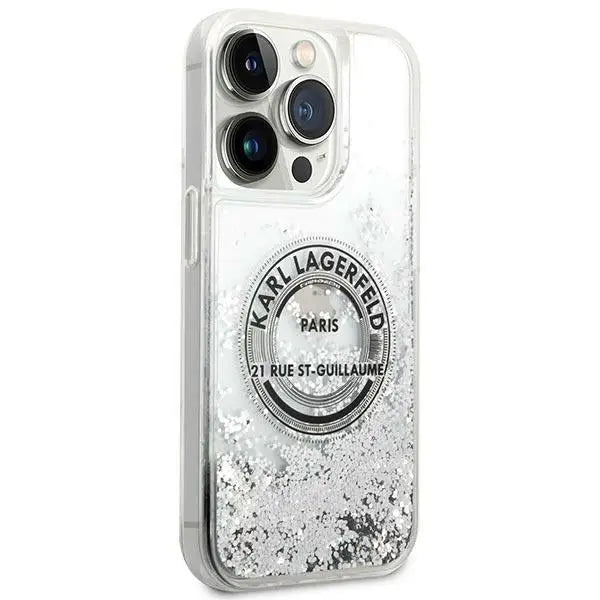 Karl Lagerfeld KLHCP14LLCRSGRS iPhone 14 Pro 6.1 ’silver / silver hardcase Liquid Glitter RSG - Cell phone cases