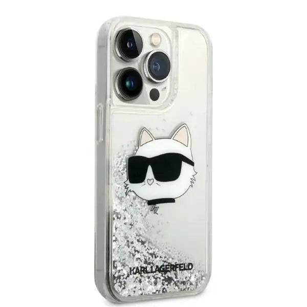 Karl Lagerfeld KLHCP14LLNHCCS iPhone 14 Pro 6.1’’ silver/silver hardcase Glitter Choupette Head - Cell phone cases