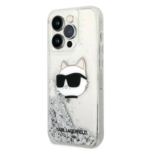 Karl Lagerfeld KLHCP14LLNHCCS iPhone 14 Pro 6.1’’ silver/silver hardcase Glitter Choupette Head - Cell phone cases