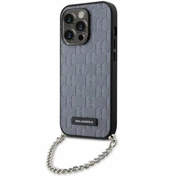 Karl Lagerfeld KLHCP14LSACKLHPG iPhone 14 Pro 6.1’’ silver/silver hardcase Saffiano Monogram Chain - Cell phone cases
