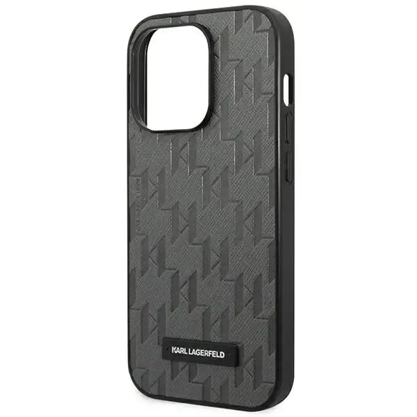 Karl Lagerfeld KLHCP14LSAKLHPG iPhone 14 Pro 6.1 ’hardcase gray / gray Saffiano Mono Metal Logo - Cell phone cases
