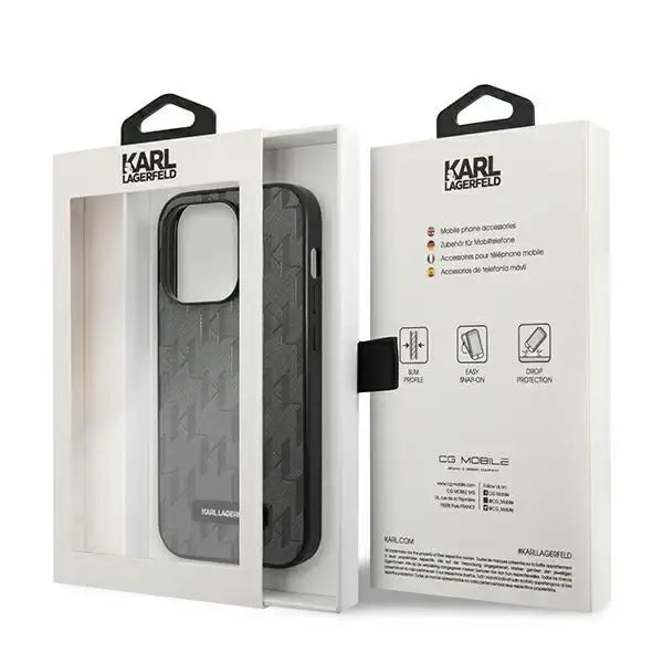 Karl Lagerfeld KLHCP14LSAKLHPG iPhone 14 Pro 6.1 ’hardcase gray / gray Saffiano Mono Metal Logo - Cell phone cases