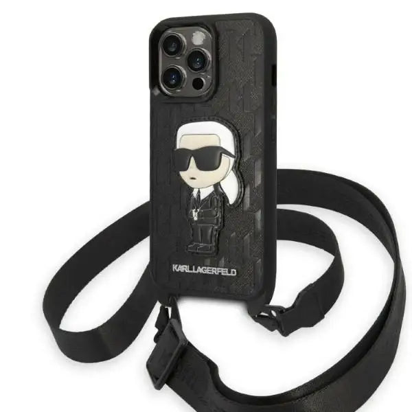 Karl Lagerfeld KLHCP14LSTKMK iPhone 14 Pro 6.1’’ black/black hardcase Monogram Ikonik Patch - Cell phone cases
