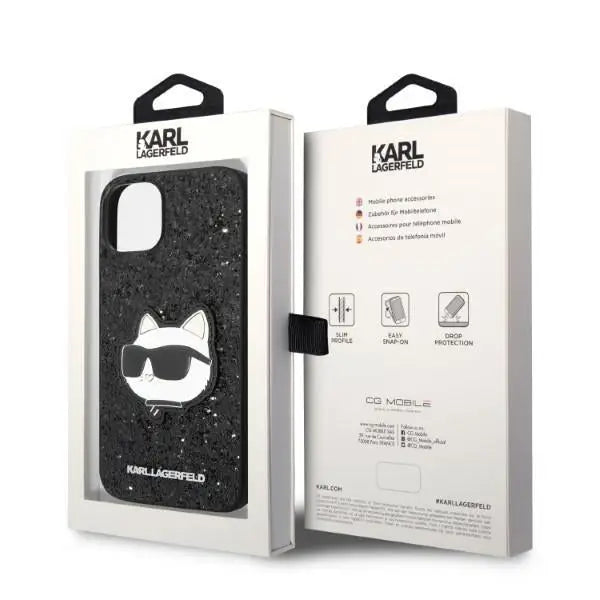 Karl Lagerfeld KLHCP14MG2CPK iPhone 14 Plus 6.7’’ black/black hardcase Glitter Choupette Patch - Cell phone cases
