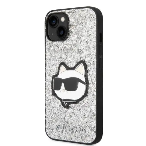 Karl Lagerfeld KLHCP14MG2CPS iPhone 14 Plus 6.7’’ silver/silver hardcase Glitter Choupette Patch - Cell phone cases